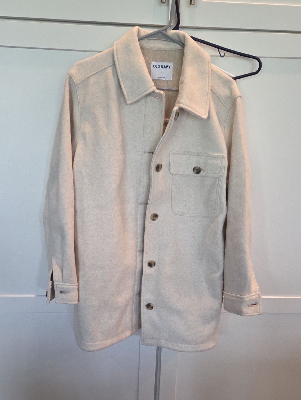 Old Navy Womens Light Cream Button-Front Shacket